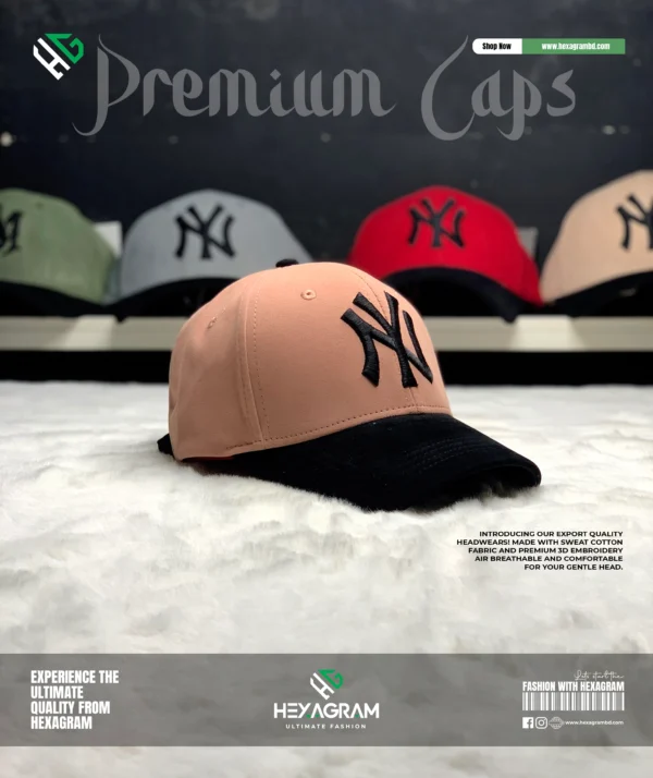 Premium Sweat Cotton NY Cap Peach - Image 2