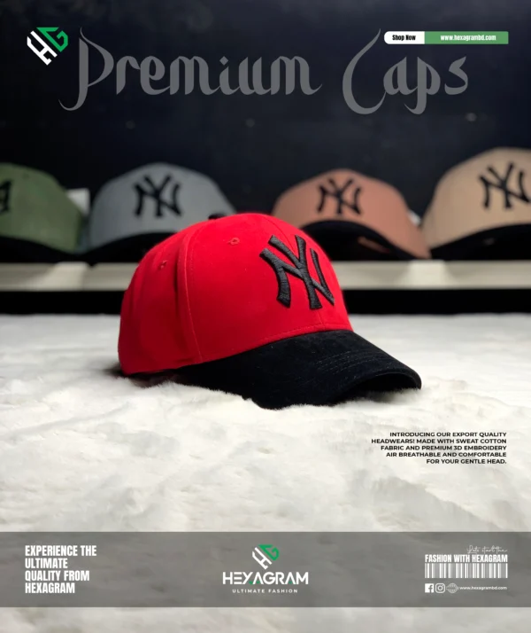 Premium Sweat Cotton NY Cap Red - Image 2