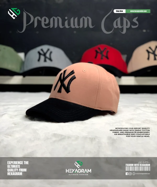 Premium Sweat Cotton NY Cap Peach - Image 3