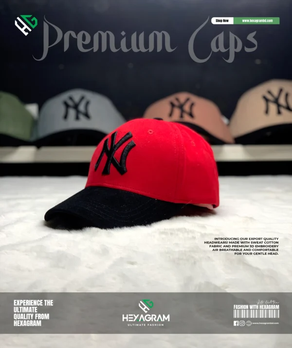 Premium Sweat Cotton NY Cap Red - Image 3