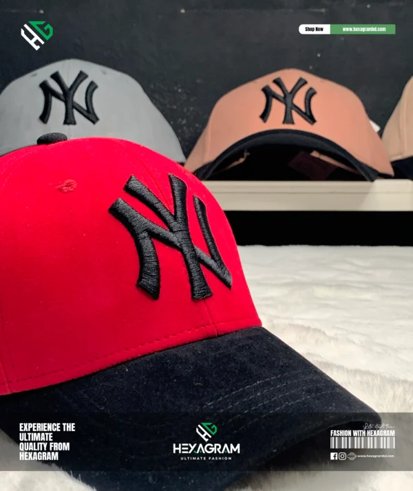 Premium Sweat Cotton NY Cap Red - Image 4